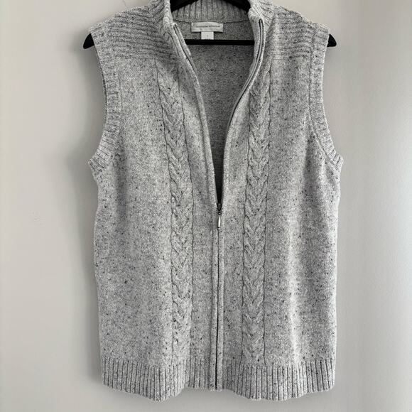 Y2K Christopher & Banks Knit Sweater Vest Size Large Zip Up Gray - Picture 4 of 4
